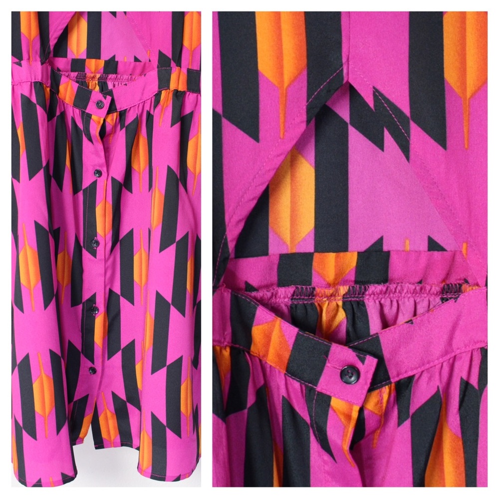 Bold Geometric Allen B. by Allen Schwartz Short Sleeved Cut Out Back Dress - Picture 14 of 14